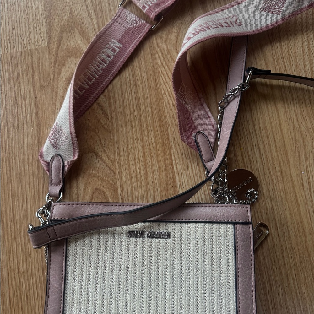 Steve Madden Pink and Cream Crossbody Bag